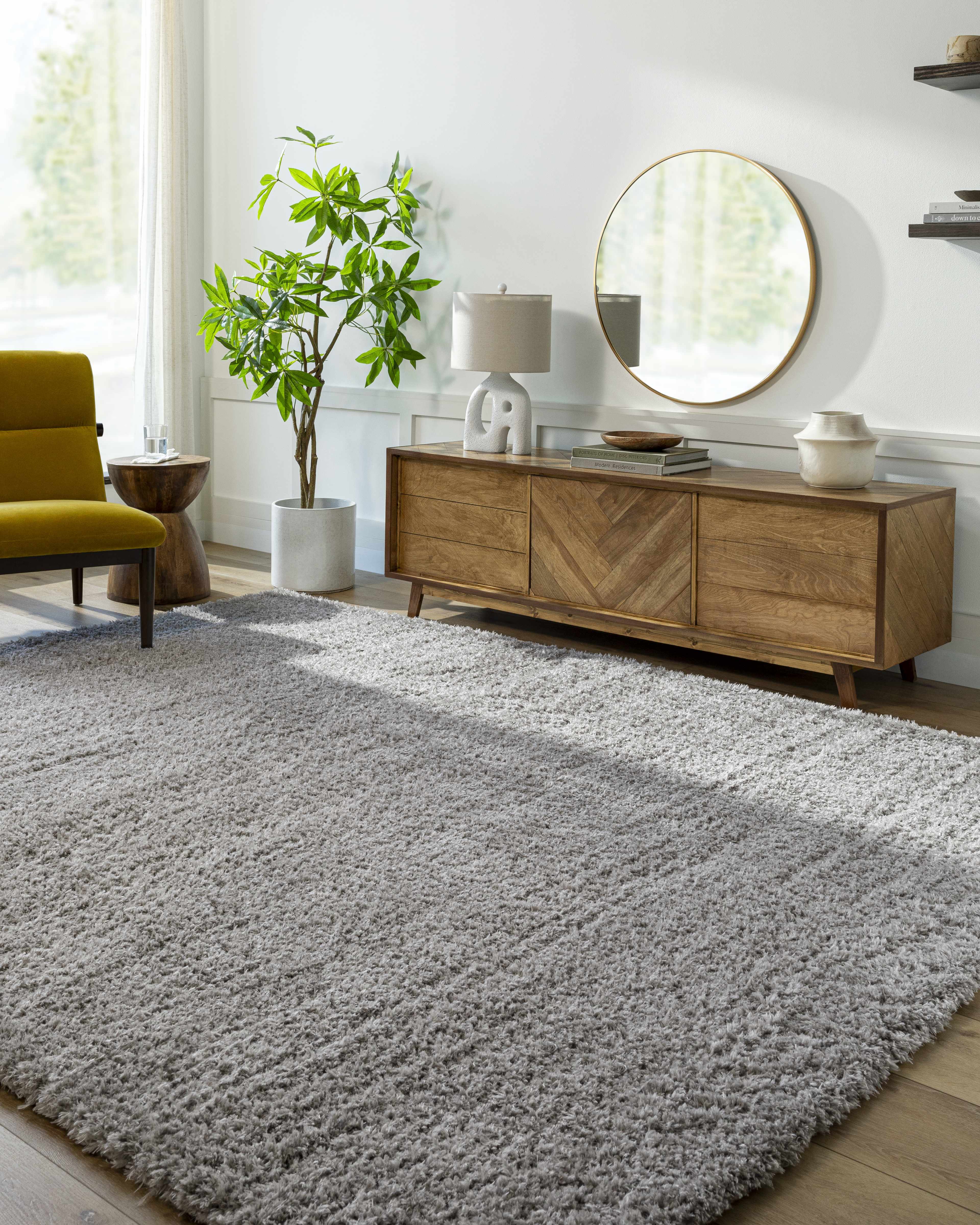 Siari Solid Medium Gray Shag Rug – Boutique Rugs, view 10