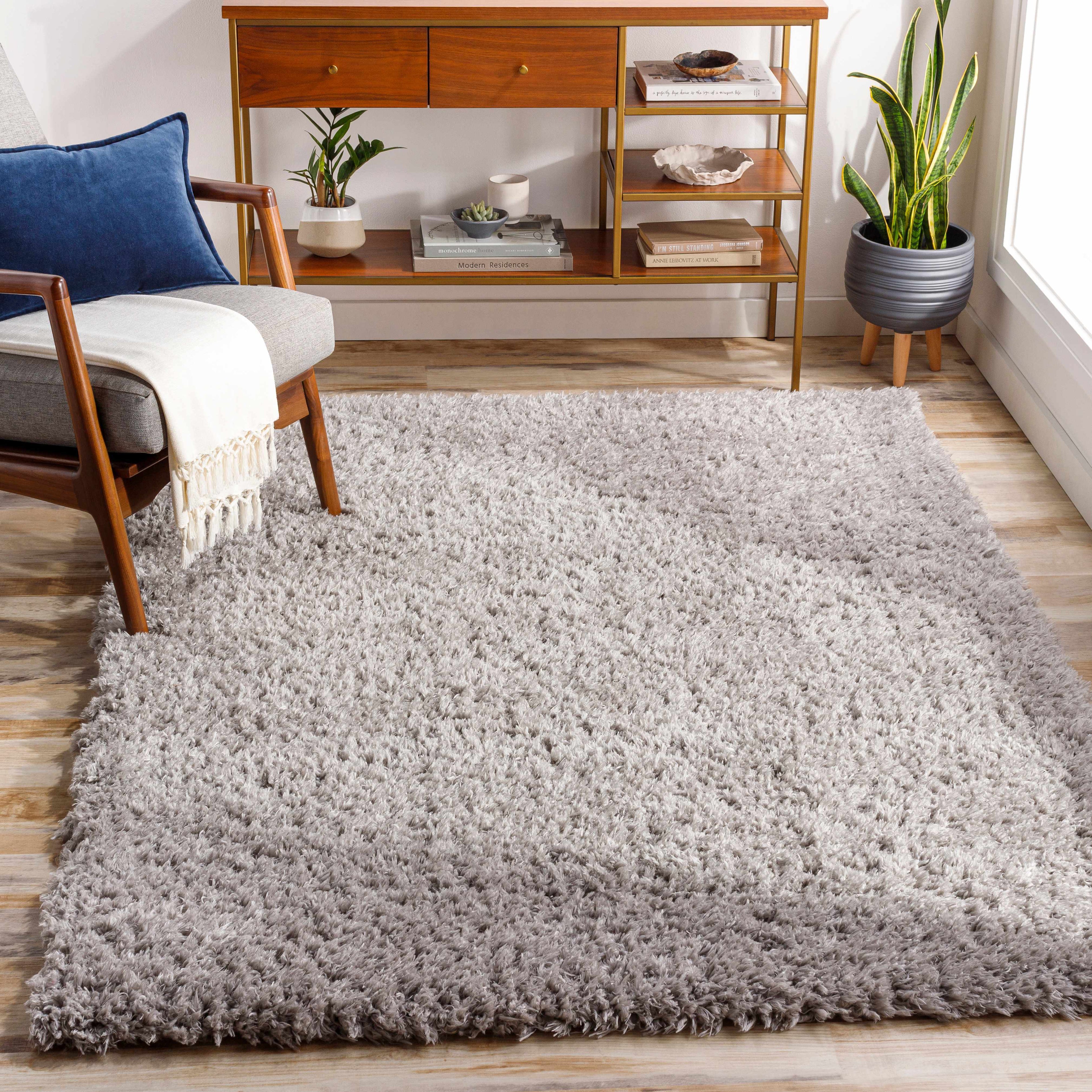 Siari Solid Medium Gray Shag Rug – Boutique Rugs, view 2