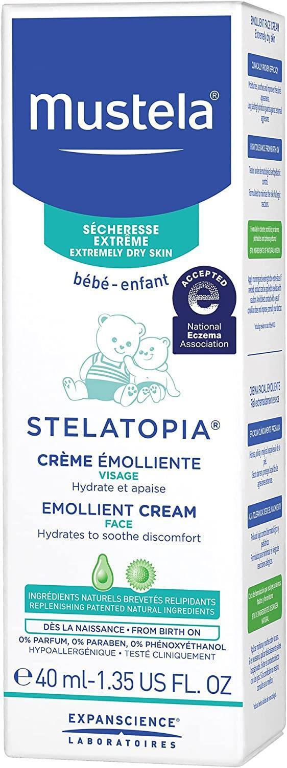 Mustela Stelatopia Emollient Face Cream for Babies - Natural, Fragrance-Free, Moisturizing Baby Skincare