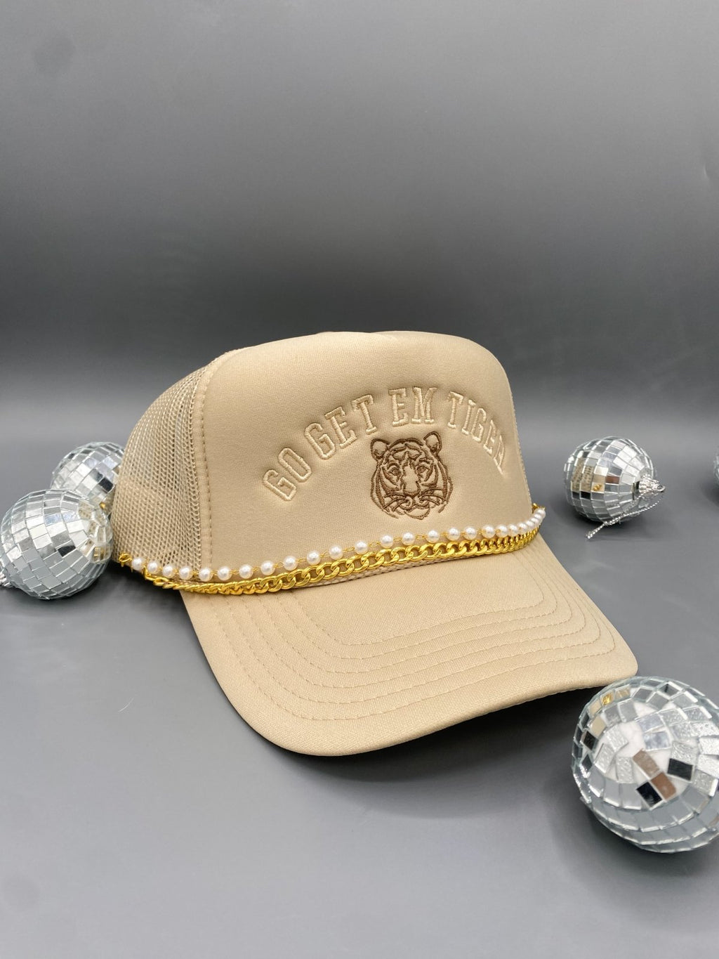 Coco & Rho Go Get Em Tiger - Trucker Hat — detail close-up