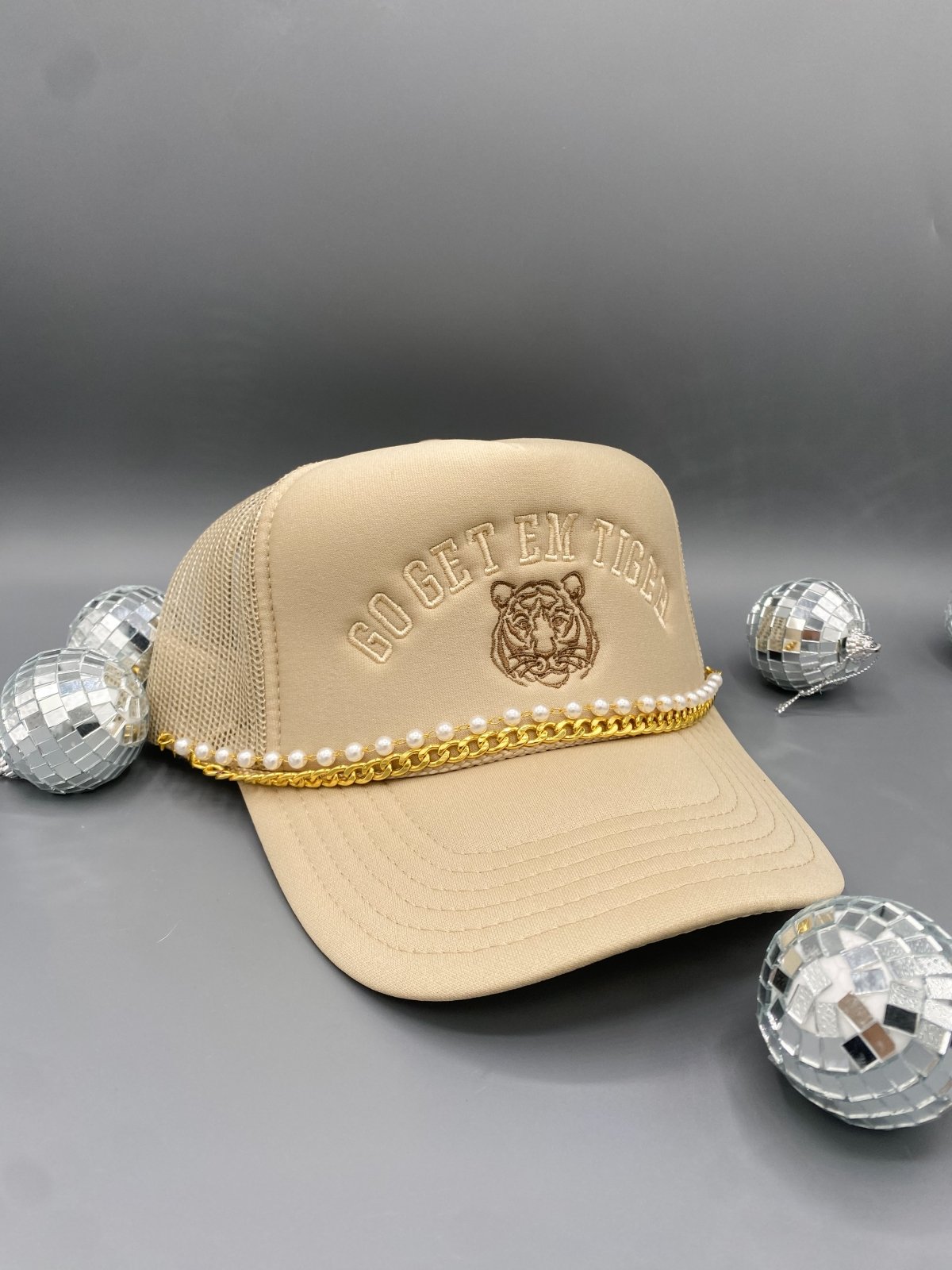 Coco & Rho Go Get Em Tiger - Trucker Hat — detail close-up