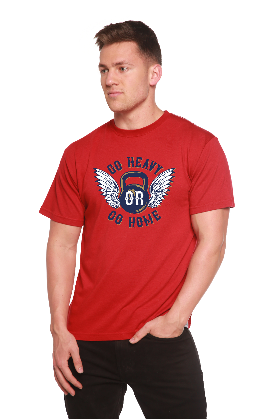 Spun Bamboo GO HEAVY Men's Bamboo Viscose/Organic Cotton Short Sleeve Graphic T-Shirt — fabric or material detail