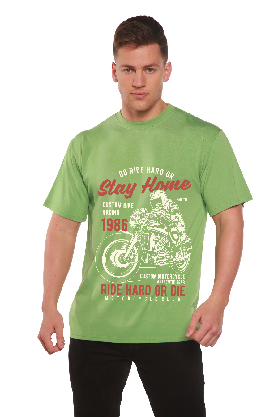Spun Bamboo Go Ride Hard Men's Bamboo Viscose/Organic Cotton Short Sleeve Graphic T-Shirt — side view