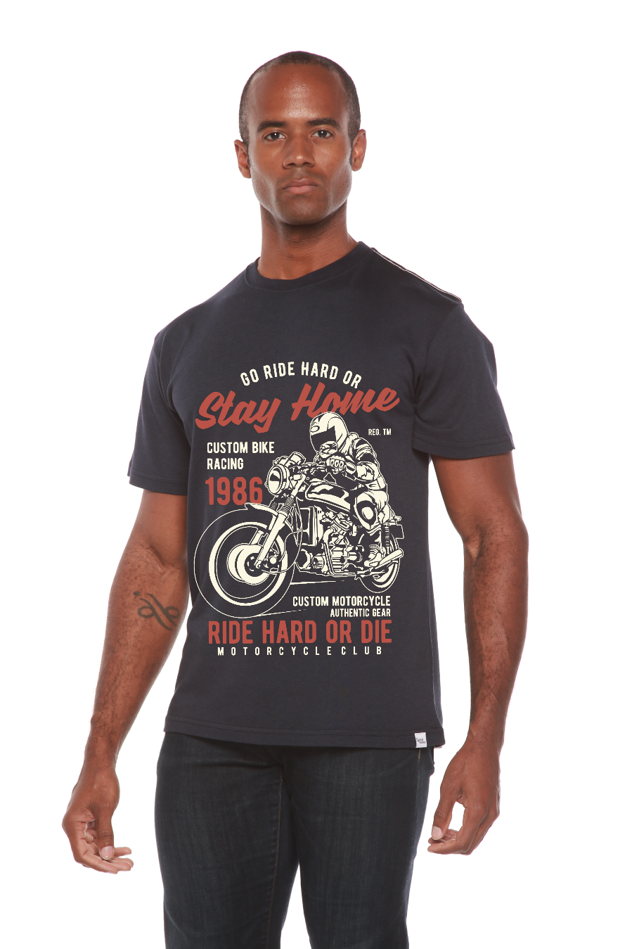 Spun Bamboo Go Ride Hard Men's Bamboo Viscose/Organic Cotton Short Sleeve Graphic T-Shirt — lifestyle context