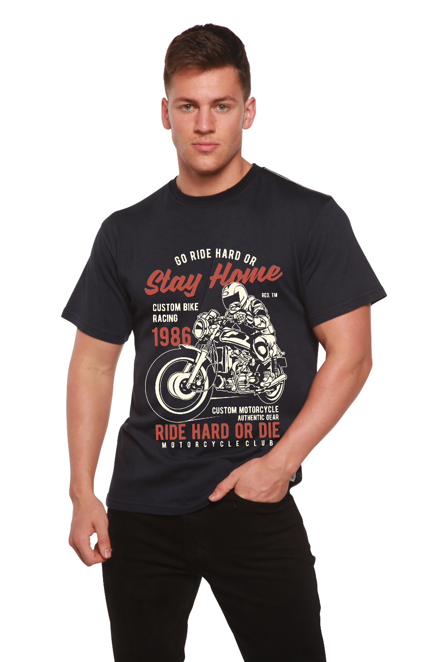 Spun Bamboo Go Ride Hard Men's Bamboo Viscose/Organic Cotton Short Sleeve Graphic T-Shirt — main product shot
