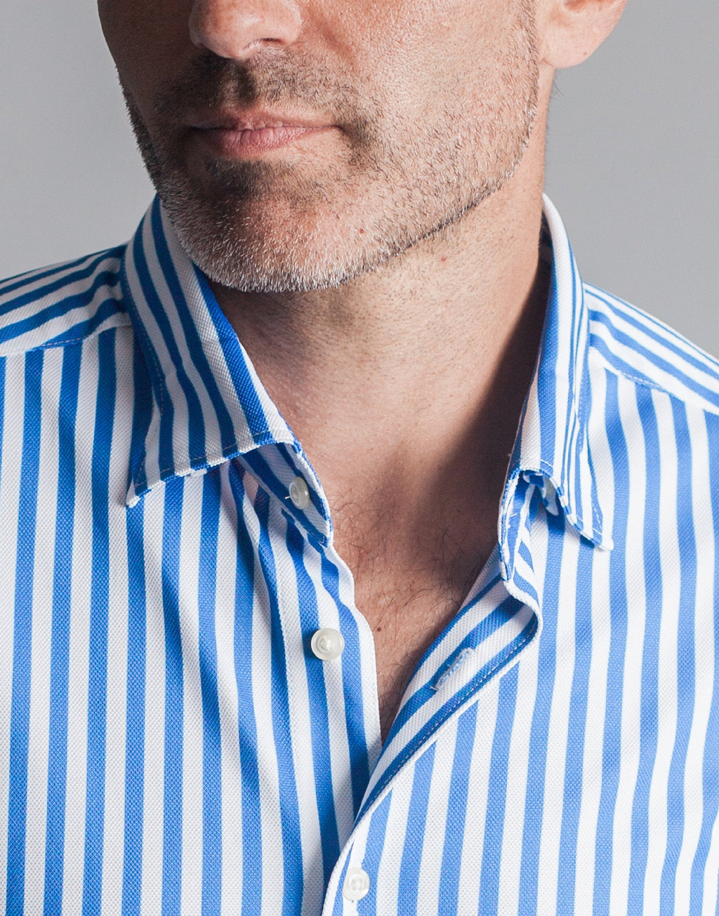 Buki The Go Big Stripe Long Sleeve Tech Shirt - Royal Blue — detail close-up