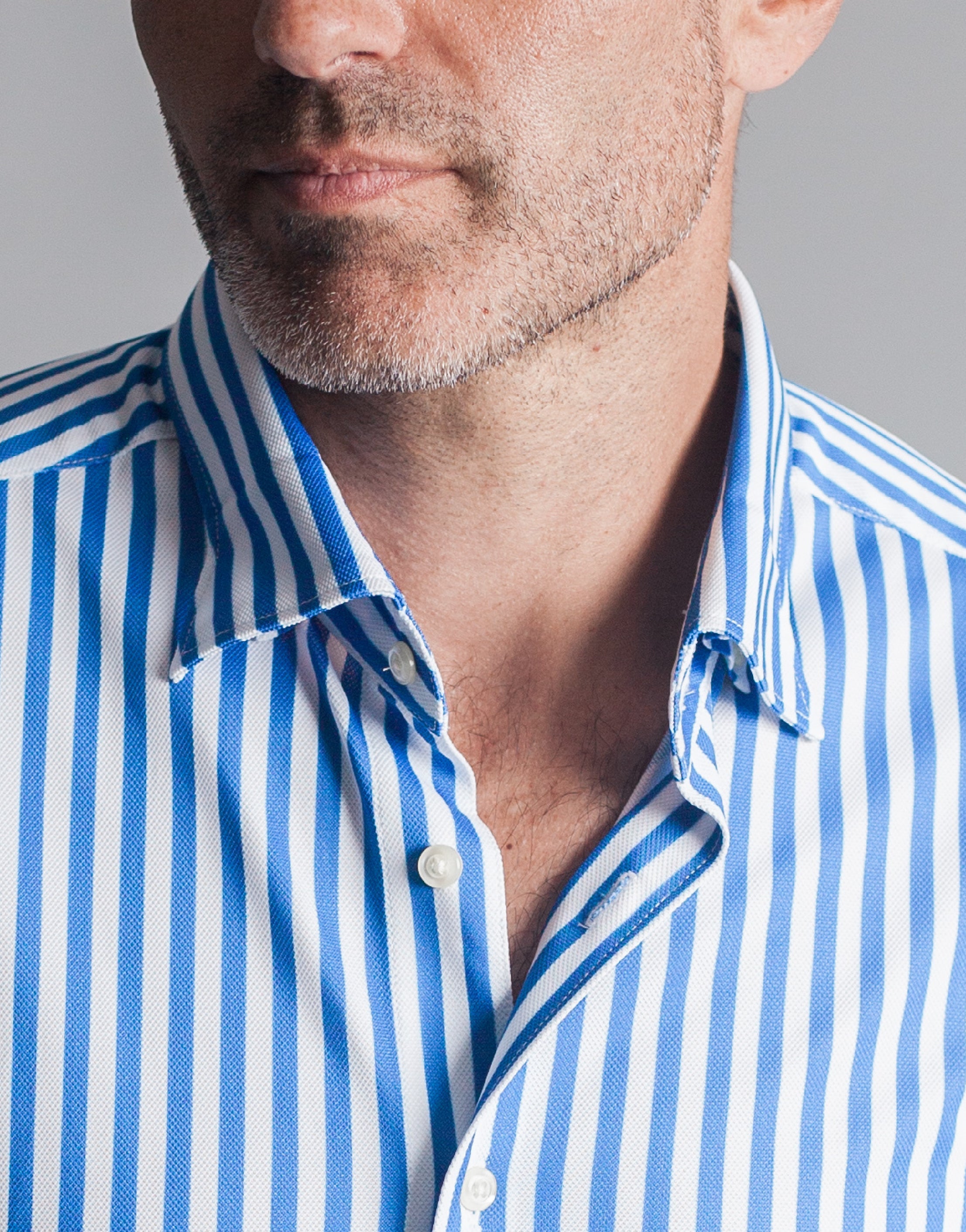 Buki The Go Big Stripe Long Sleeve Tech Shirt - Royal Blue — detail close-up