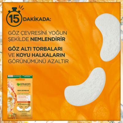Garnier Eye Mask for Dark Circles & Puffiness - Hydrating Hyaluronic Acid & Orange Juice, 6g