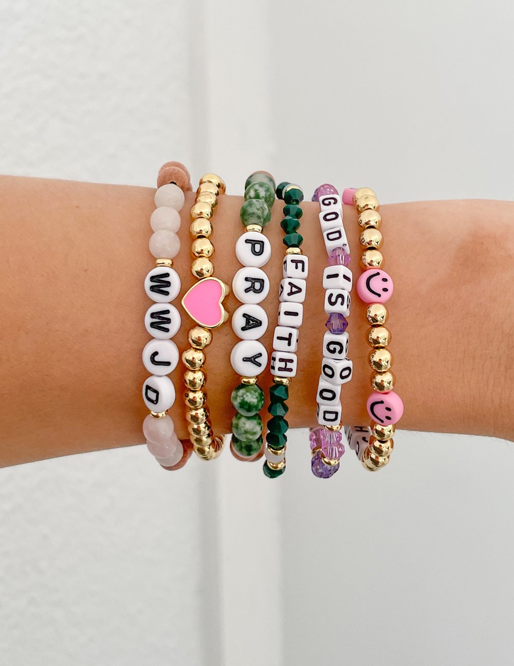 Elevated Faith God is Good Letter Bracelet — side view