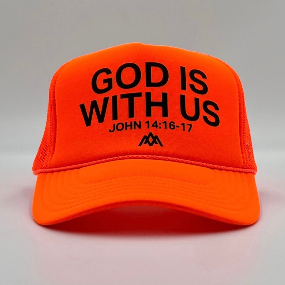 Malta Apparel God is With Us Foam Trucker - Neon Orange — Orange detail