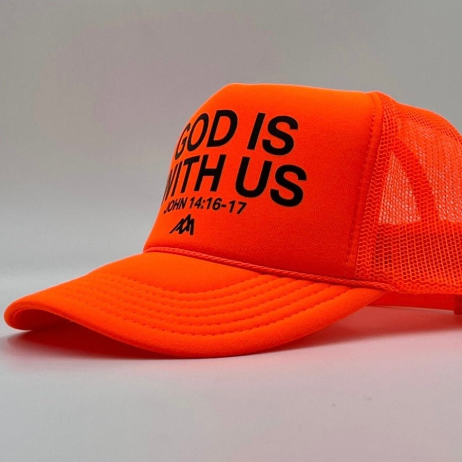 Malta Apparel God is With Us Foam Trucker - Neon Orange