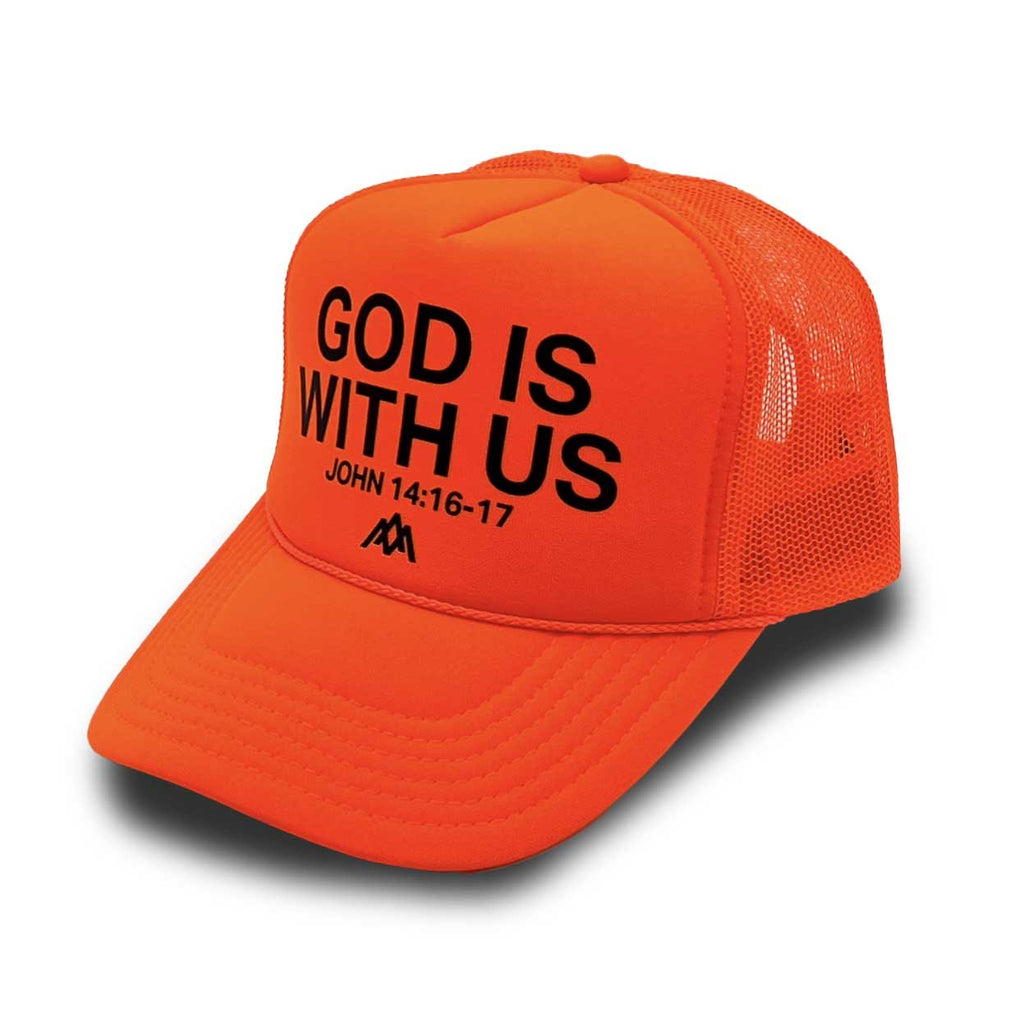 Malta Apparel God is With Us Foam Trucker - Neon Orange — Malta Apparel faith streetwear