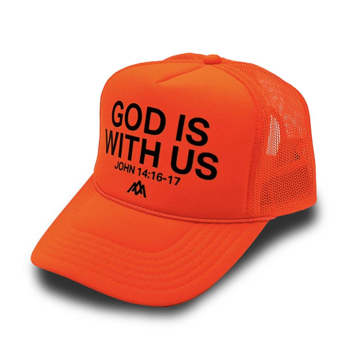Malta Apparel God is With Us Foam Trucker - Neon Orange — Malta Apparel faith streetwear