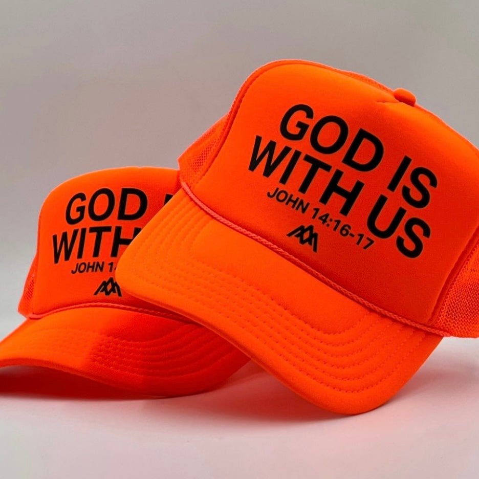 Malta Apparel God is With Us Foam Trucker - Neon Orange