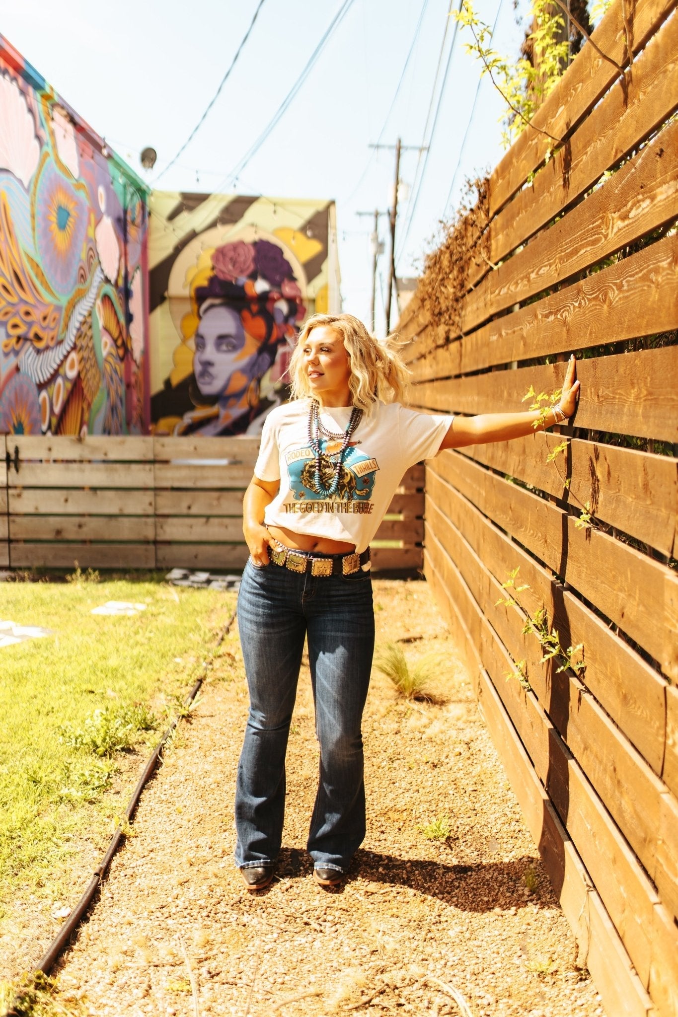 Wild Junkie Gold Buckle Rodeo Thrills Graphic Tee — back view