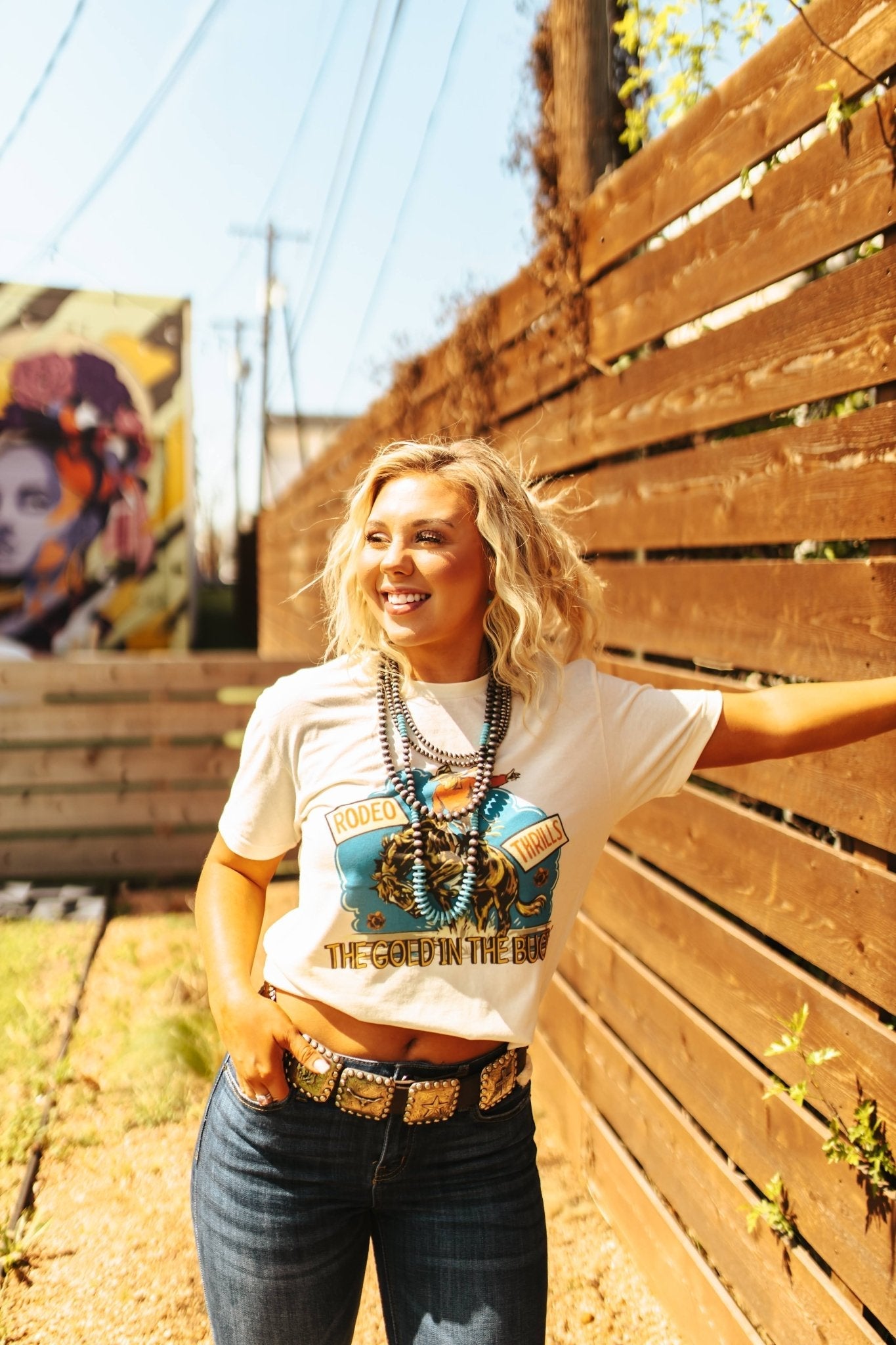 Wild Junkie Gold Buckle Rodeo Thrills Graphic Tee — alternative angle