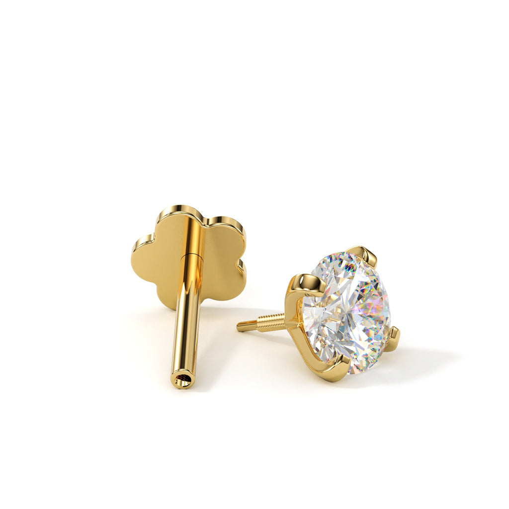 BodyCandy 14k Yellow Gold Flat Back Earring 20G 4mm CZ Floral Reversible — size reference