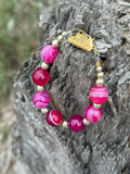 Wild Junkie Gold Wild Rose Agate Beaded Bracelet — main product shot