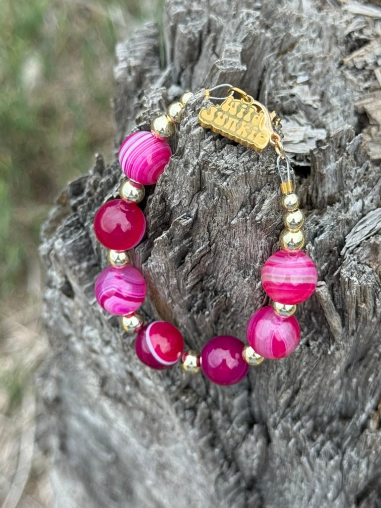 Wild Junkie Gold Wild Rose Agate Beaded Bracelet — main product shot