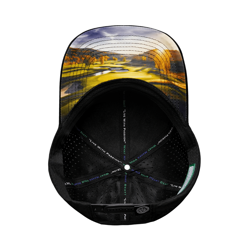 The Heartbeat Brand Golf Hat - Baseball Hat Fit - Black - Laser Mesh — alternative angle