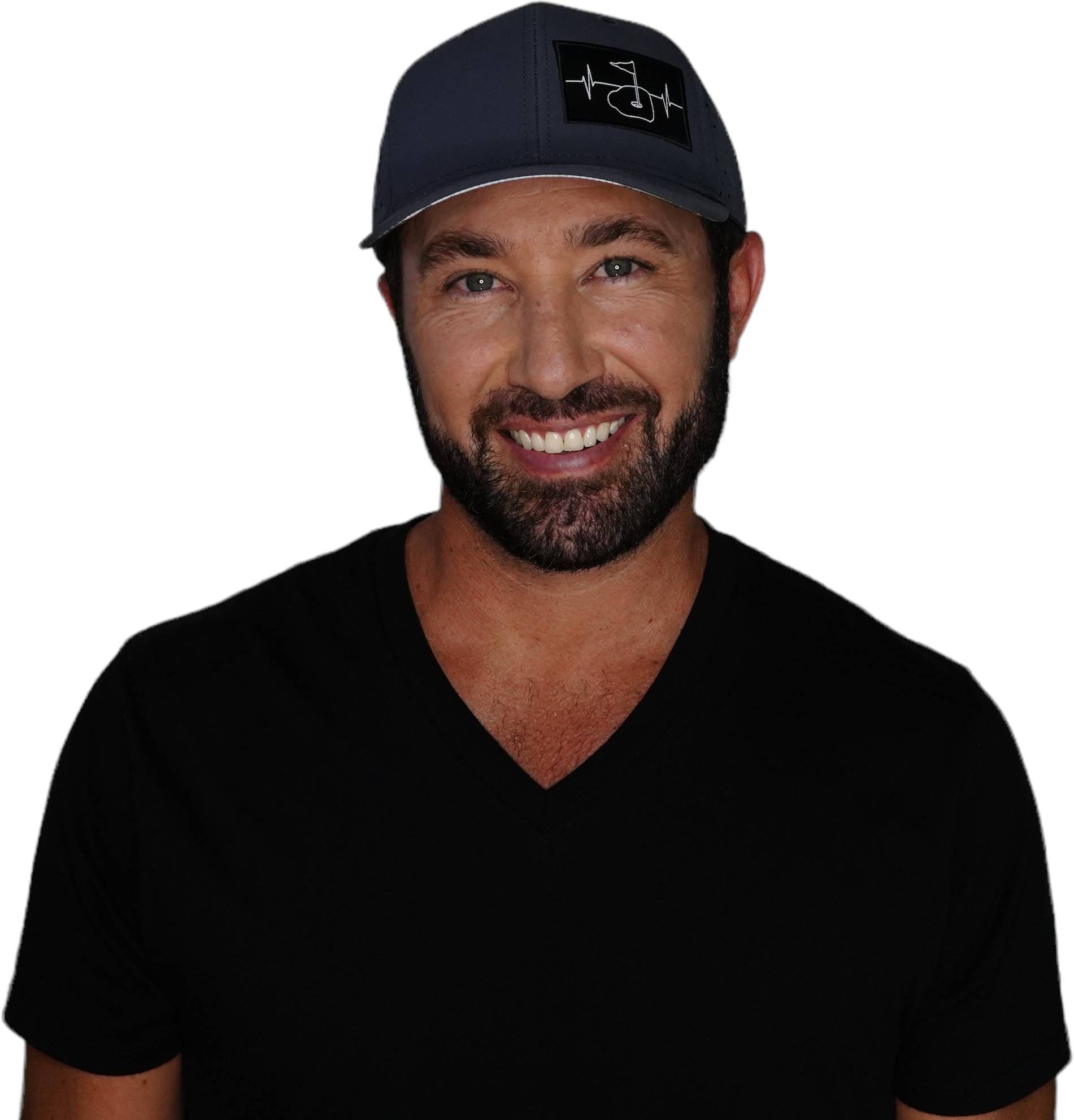The Heartbeat Brand Golf Hat - Baseball Hat Fit - Charcoal - Laser Mesh — detail close-up