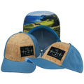 The Heartbeat Brand Golf Hat - Baseball Hat Fit - Cork - Slate Blue - Laser Mesh — main product shot