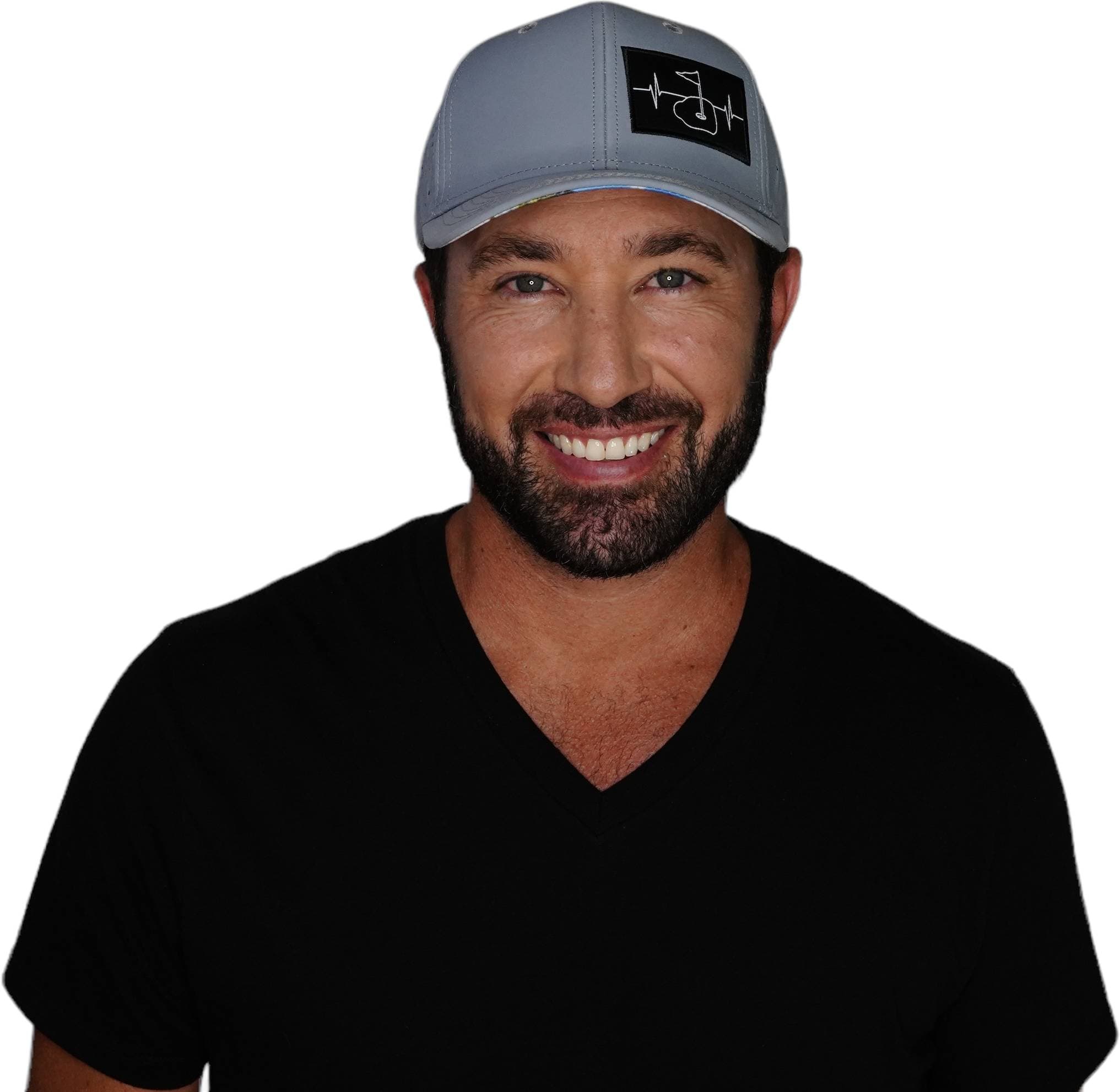 The Heartbeat Brand Golf Hat - Baseball Hat Fit  - Gray Blue - Laser Mesh — detail close-up