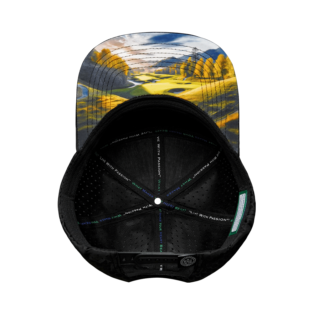 The Heartbeat Brand Golf Hat - Flat Bill - Black Camo - Laser Mesh — alternative angle