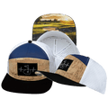 The Heartbeat Brand Golf Hat - Flat Bill - Cork - Black / Navy / White - Laser Mesh — main product shot