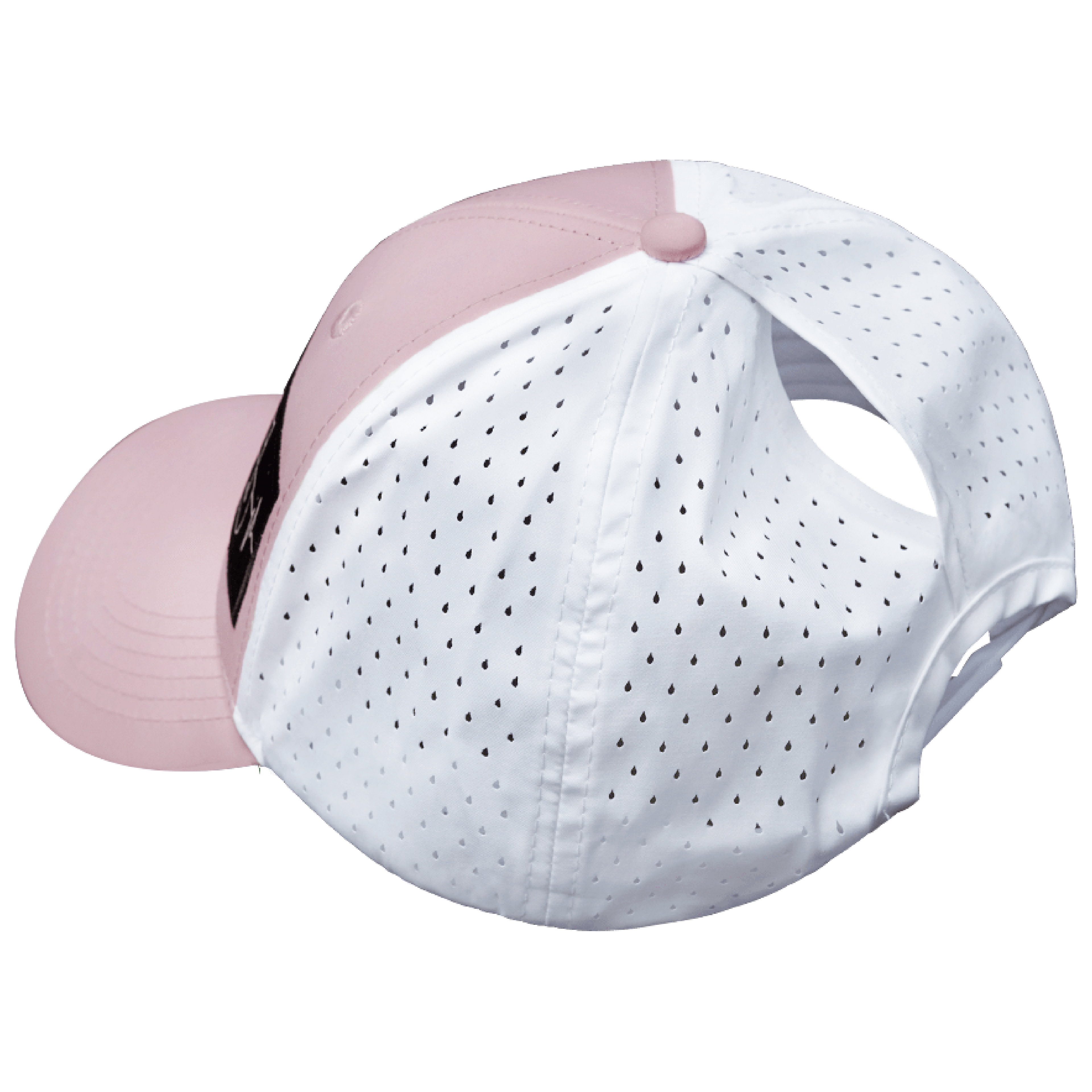 Golf Hat - Low Profile - Ponytail - Light Pink / White - Laser Mesh