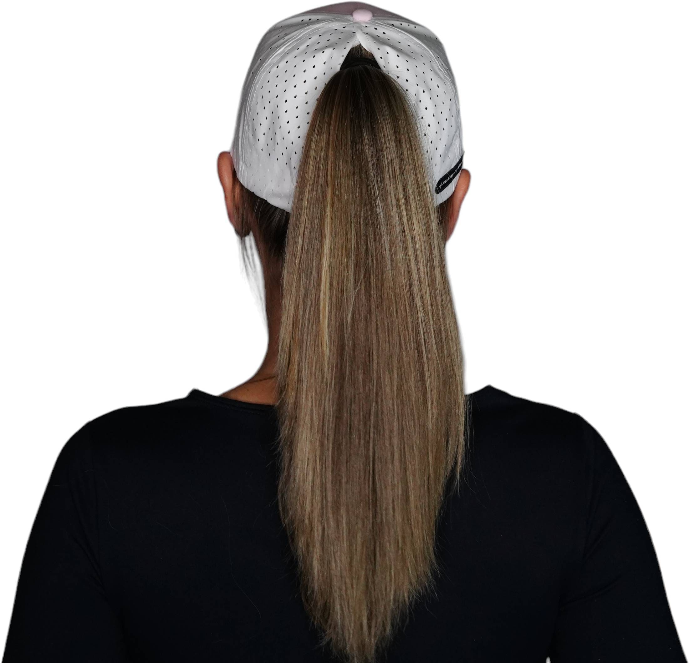 Golf Hat - Low Profile - Ponytail - Light Pink / White - Laser Mesh