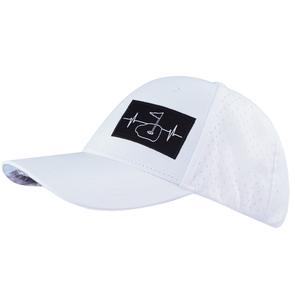 Golf Hat - Low Profile - Ponytail - White - Laser Mesh
