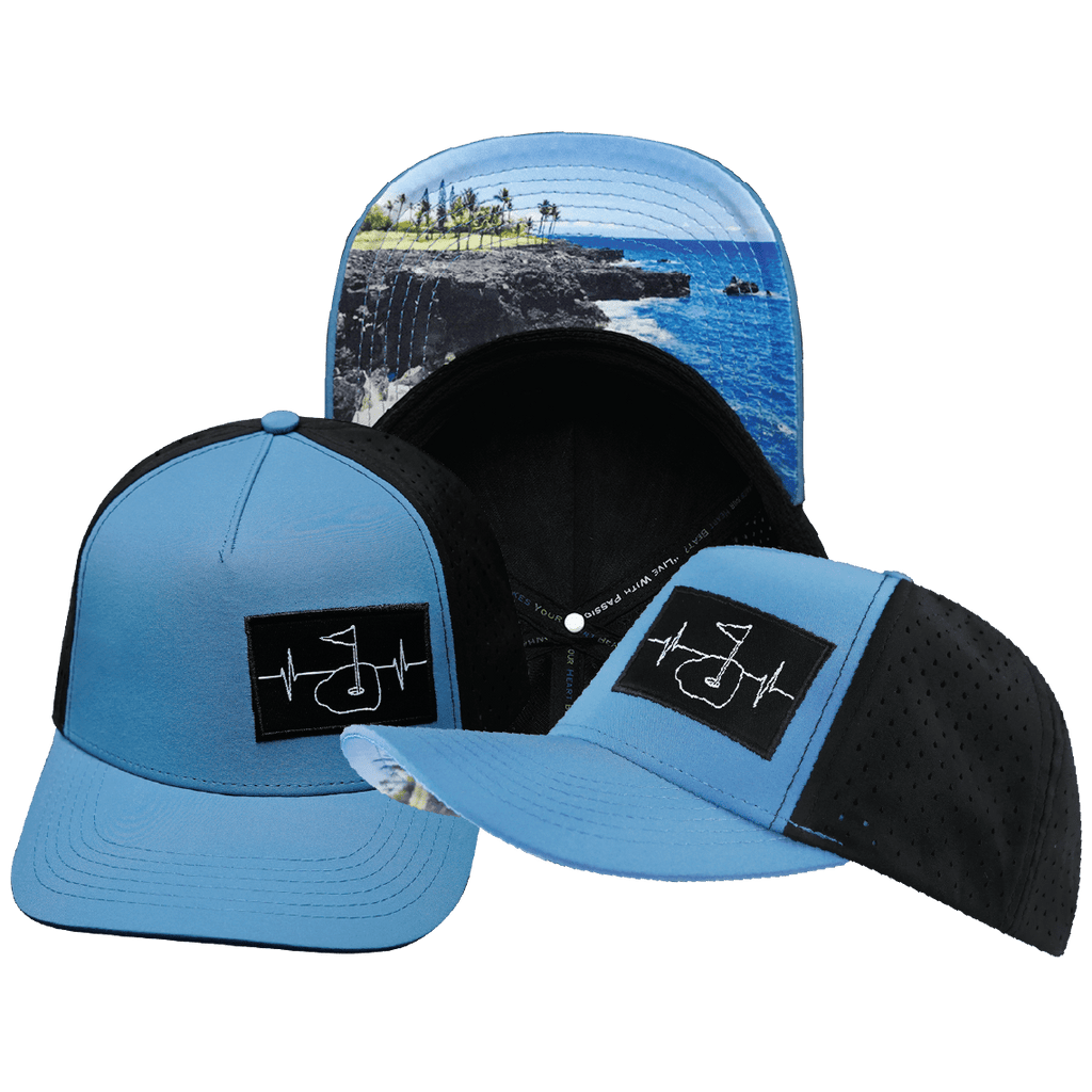 Golf Hat - Trucker Hat - Slate Blue / Black - Laser Mesh