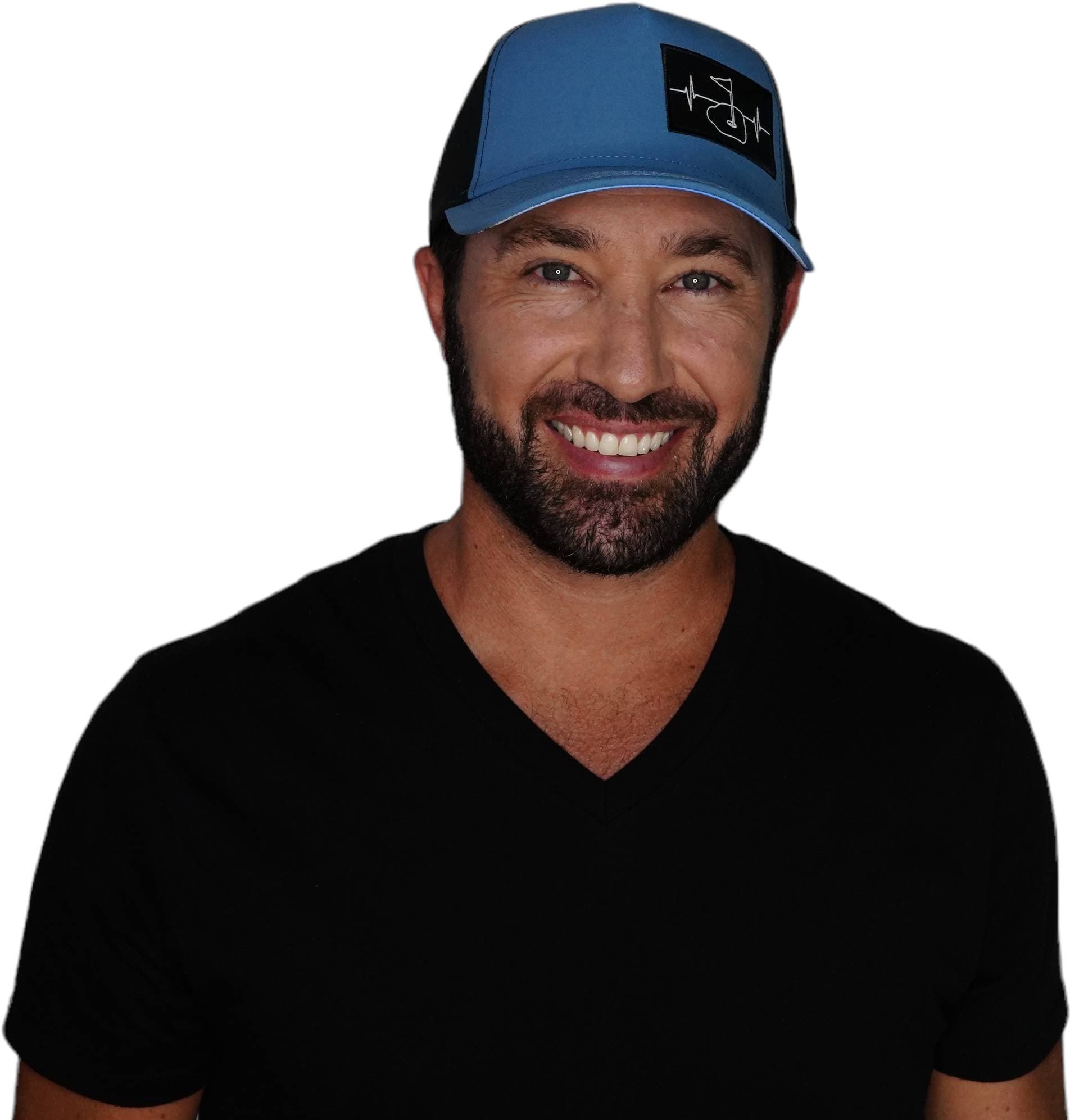 Golf Hat - Trucker Hat - Slate Blue / Black - Laser Mesh