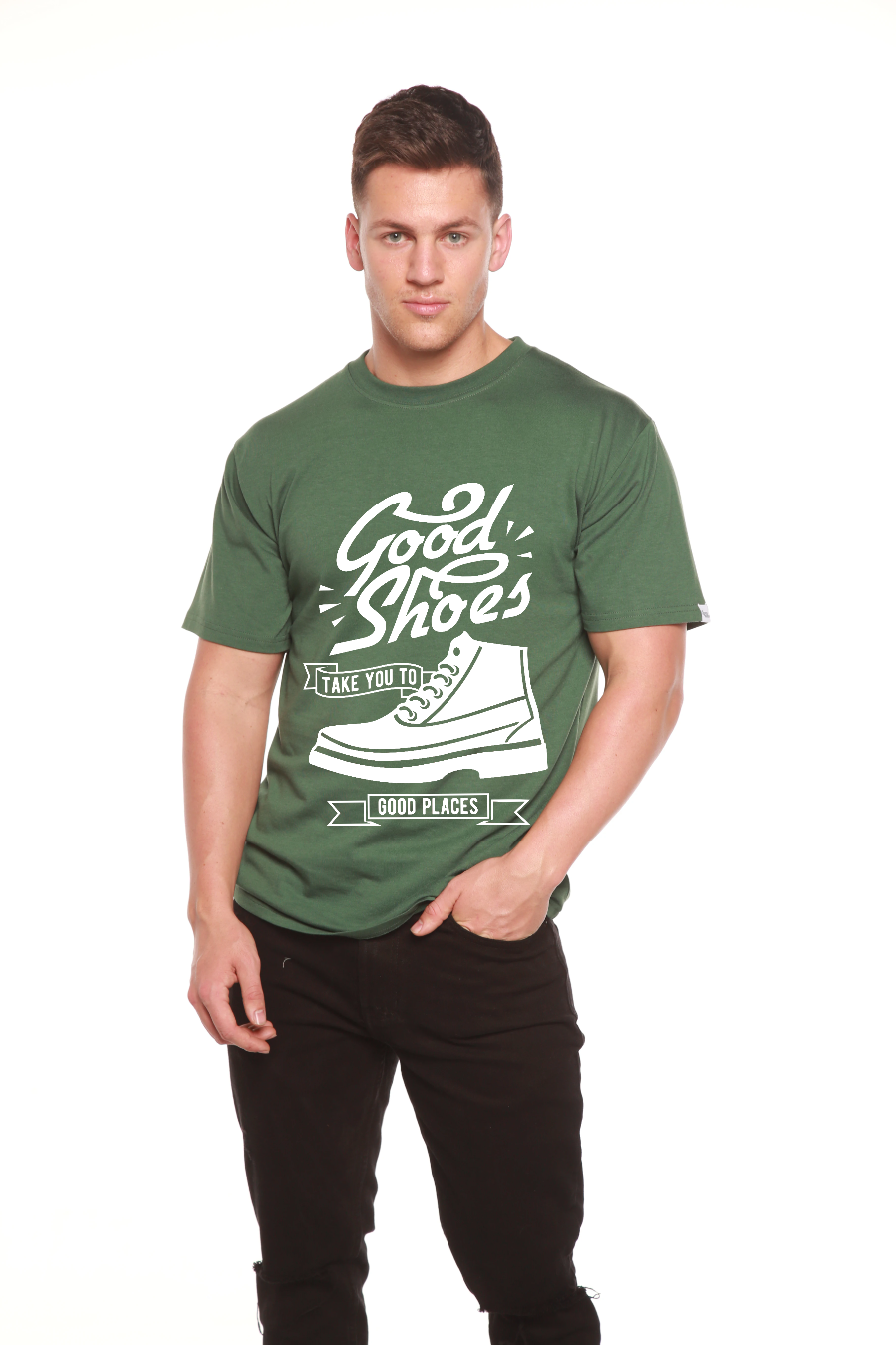Spun Bamboo Good Shoes Men's Bamboo Viscose/Organic Cotton Short Sleeve Graphic T-Shirt — color detail