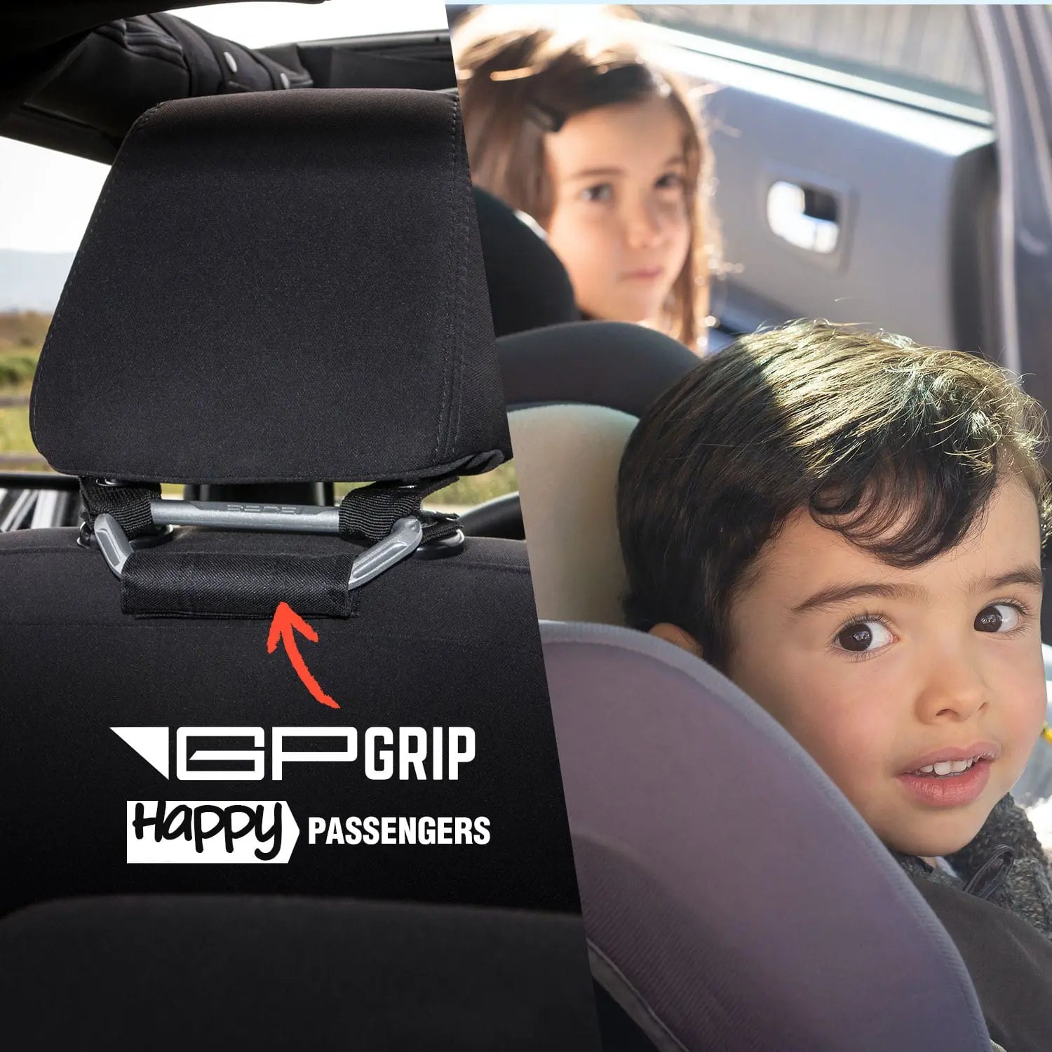 GPCA GP Back Grip PRO — Rear Headrest Handles for All Cars & Trucks — product on model