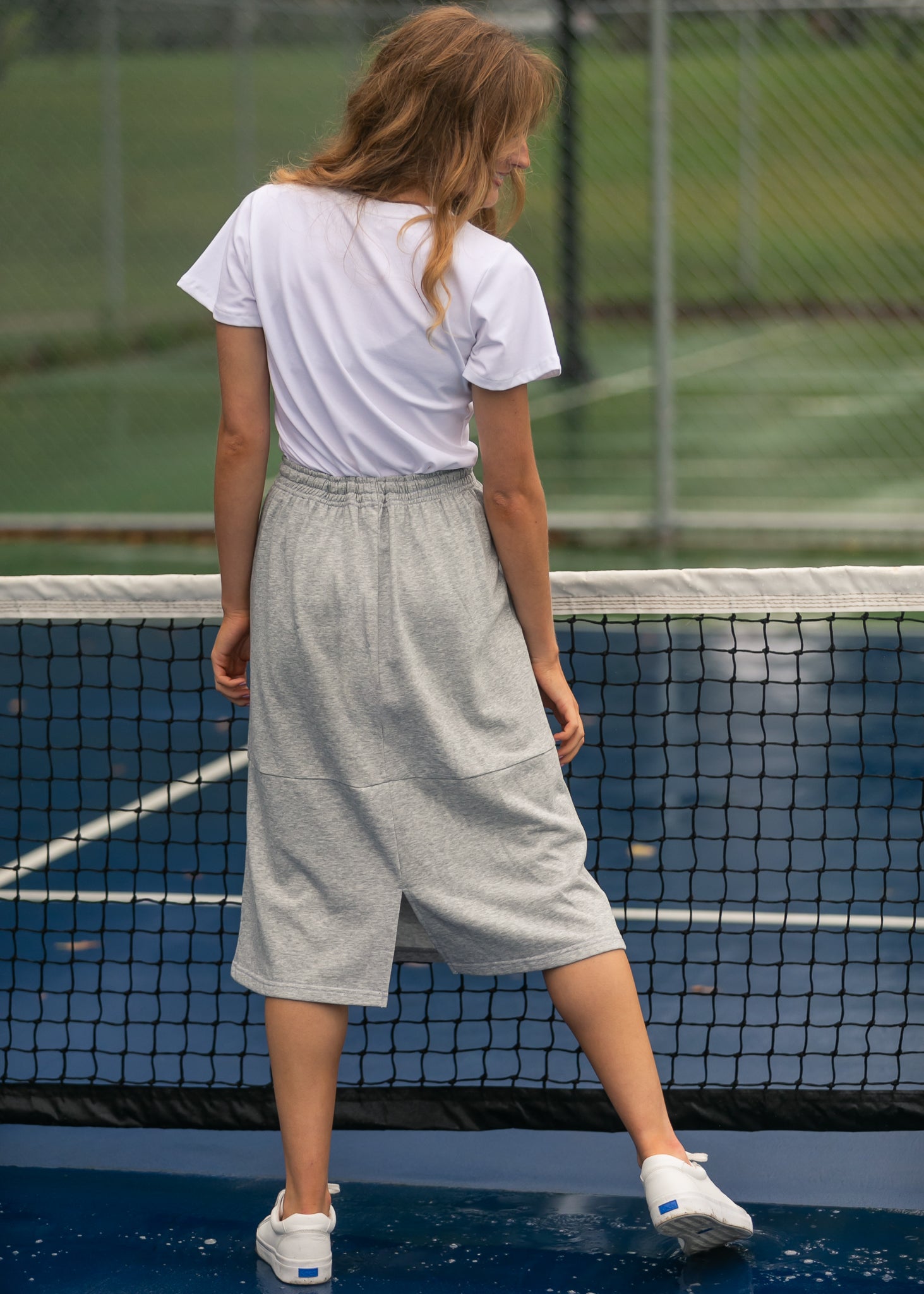 Inherit Co. Gracie Midi Sweatshirt Skirt — in-use photo