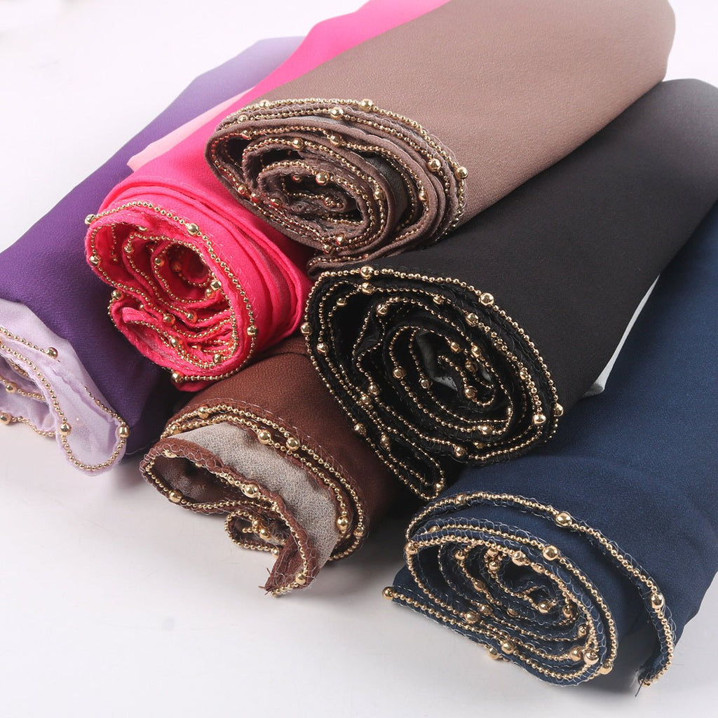 Mariam's Collection Gradient Colour Pearl Chiffon Beaded Chain Hijab (MH137) — product category context