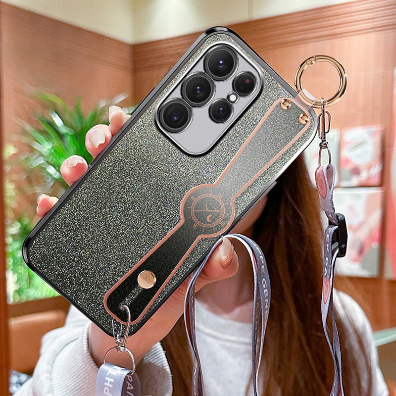 Gradient Glitter Wristband Cross Body Lanyard Phone Case
