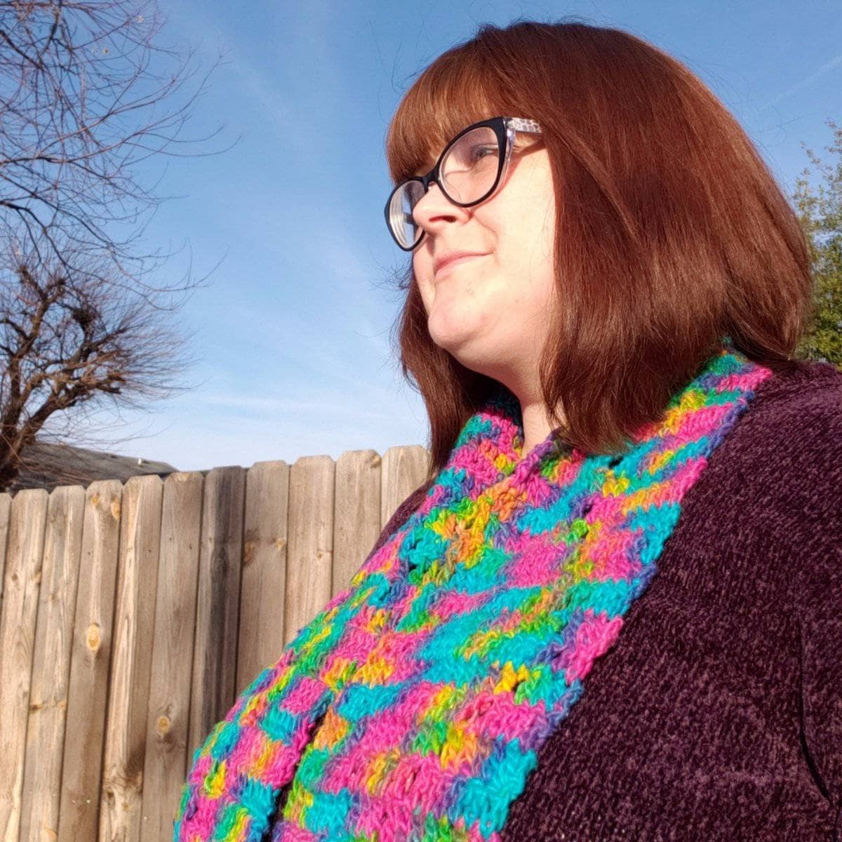Darn Good Yarn Darn Good Yarn Graduating Diamonds Crochet Scarf Kit — construction detail
