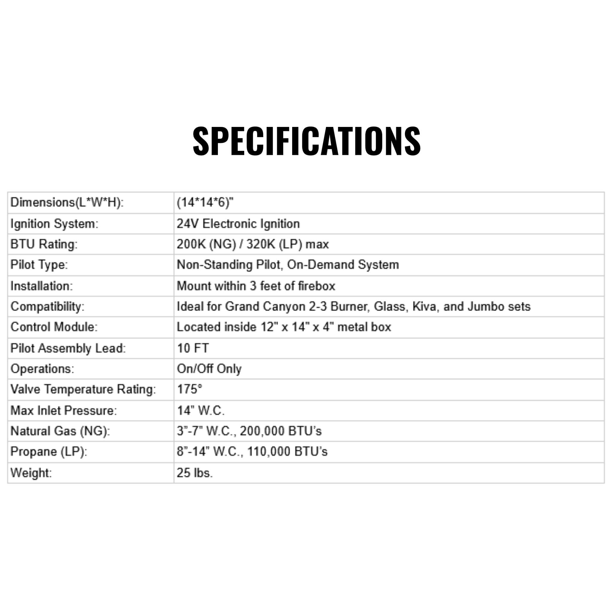 Grand Canyon Electronic Ignition System 200K BTU 10' Pilot For Indoor Use Only [EIS-10] (SAK51937) – SAKSBY WHOLESALE, view 3