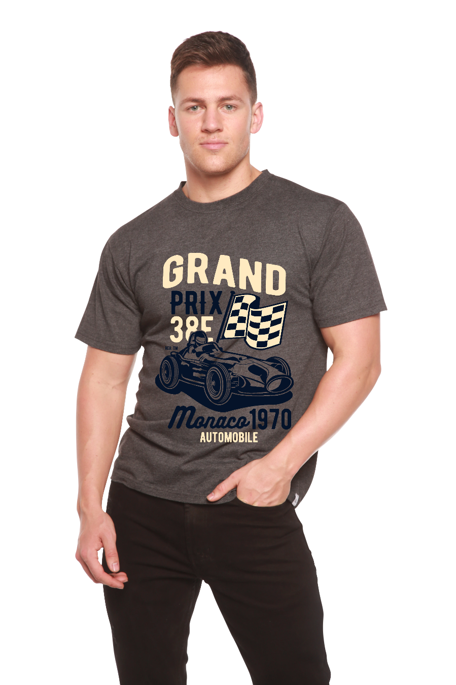 Spun Bamboo Grand Prix Men's Bamboo Viscose/Organic Cotton Short Sleeve Graphic T-Shirt — back view