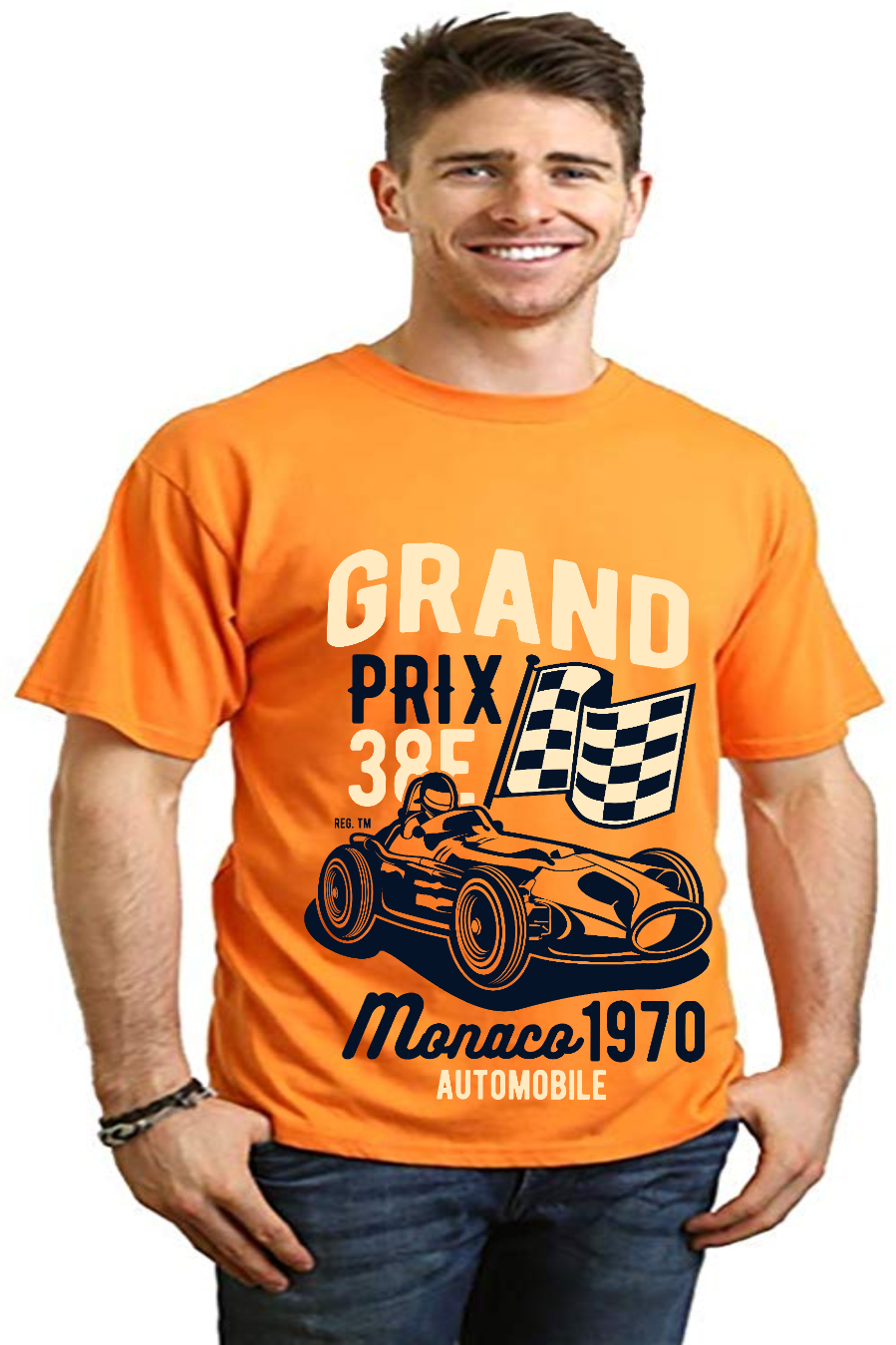 Spun Bamboo Grand Prix Men's Bamboo Viscose/Organic Cotton Short Sleeve Graphic T-Shirt — size reference