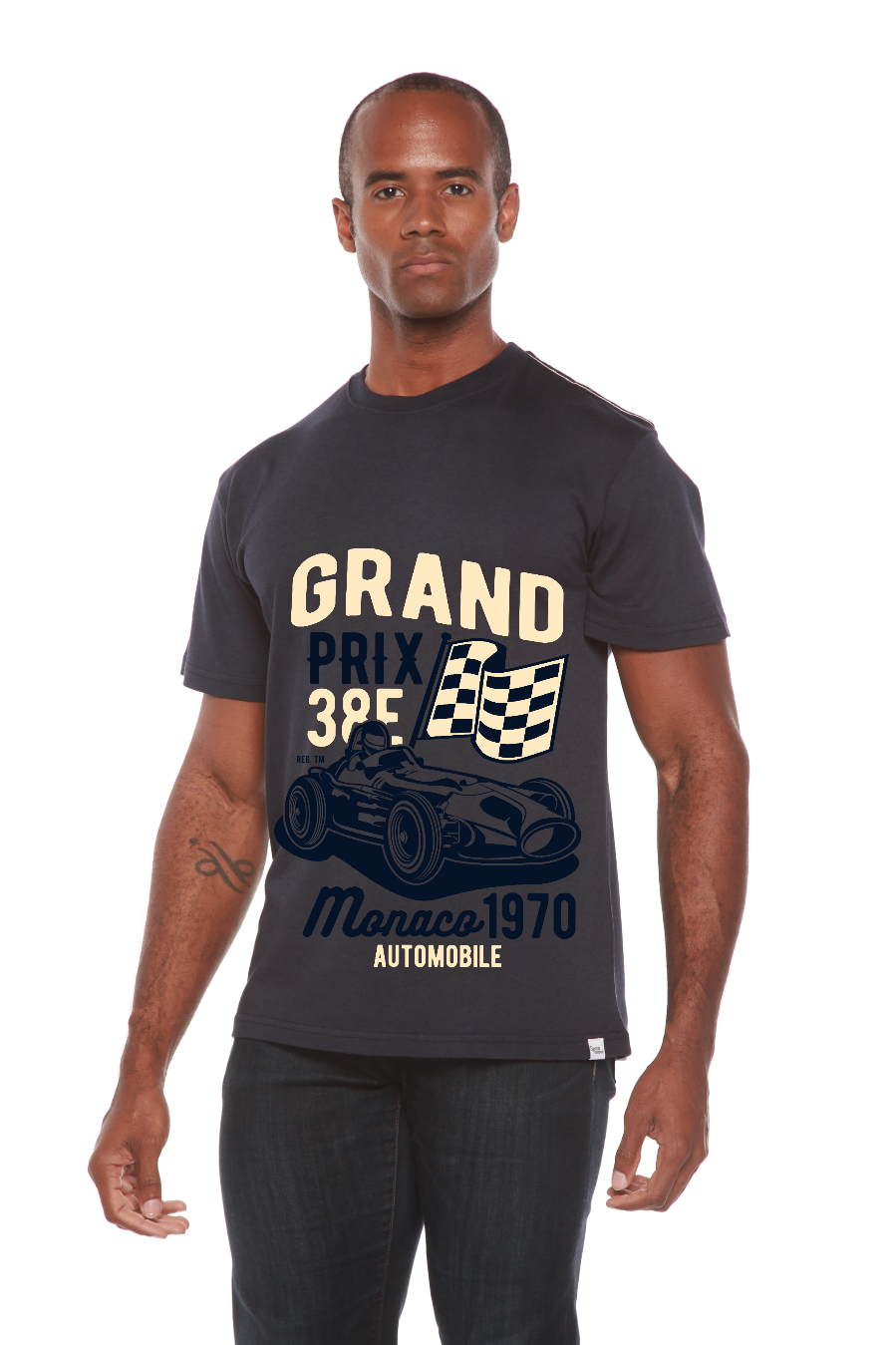 Spun Bamboo Grand Prix Men's Bamboo Viscose/Organic Cotton Short Sleeve Graphic T-Shirt — lifestyle context