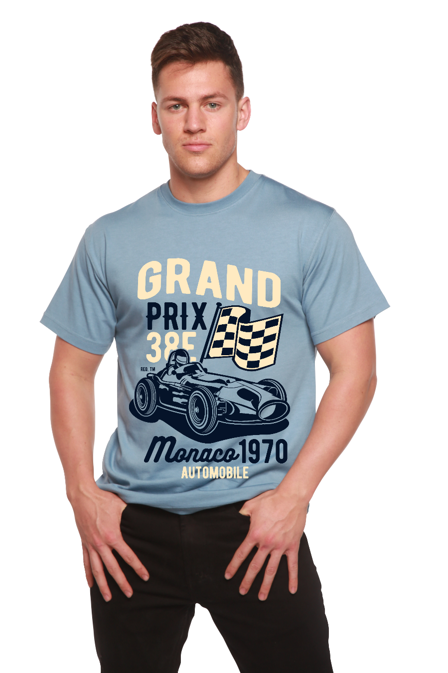 Spun Bamboo Grand Prix Men's Bamboo Viscose/Organic Cotton Short Sleeve Graphic T-Shirt — packaging
