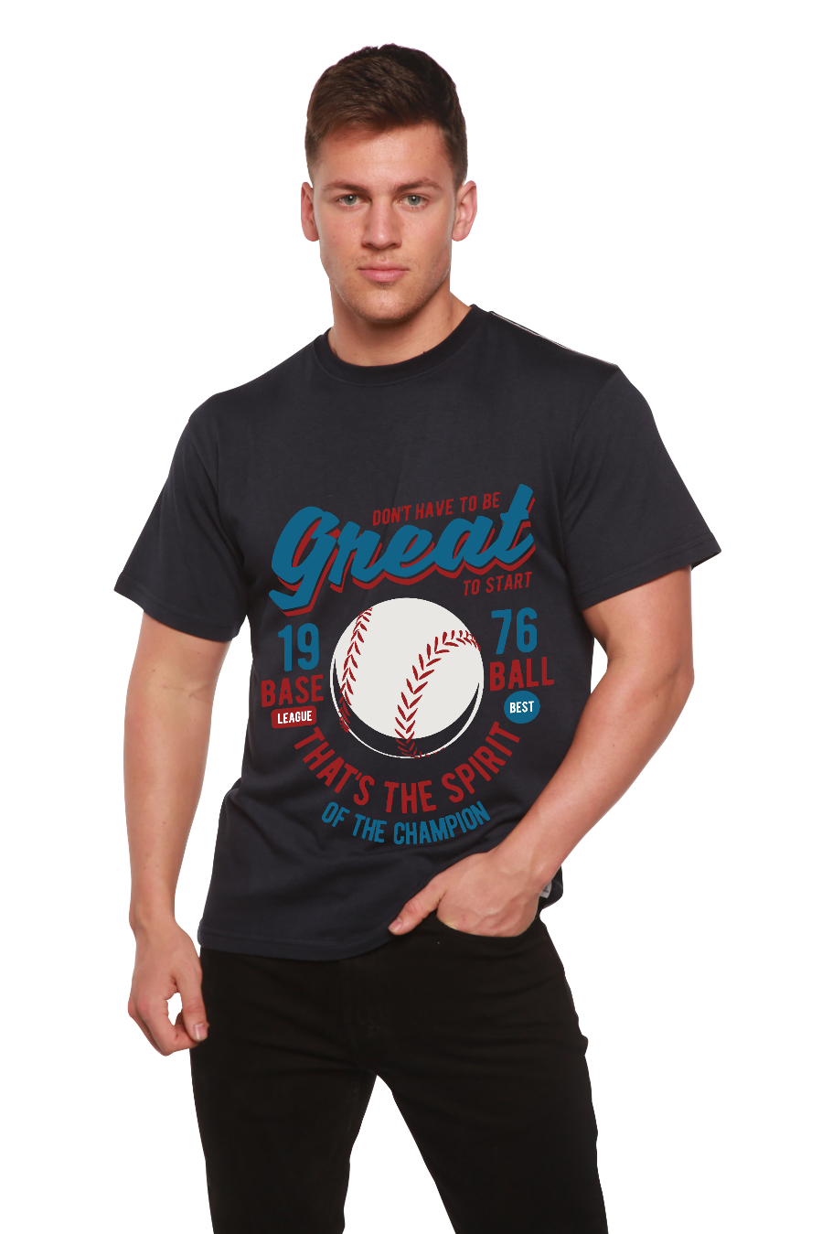 Spun Bamboo Great Baseball Men's Bamboo Viscose/Organic Cotton Short Sleeve Graphic T-Shirt — comparison shot