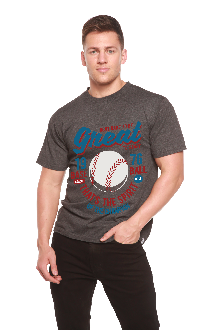 Spun Bamboo Great Baseball Men's Bamboo Viscose/Organic Cotton Short Sleeve Graphic T-Shirt — size reference