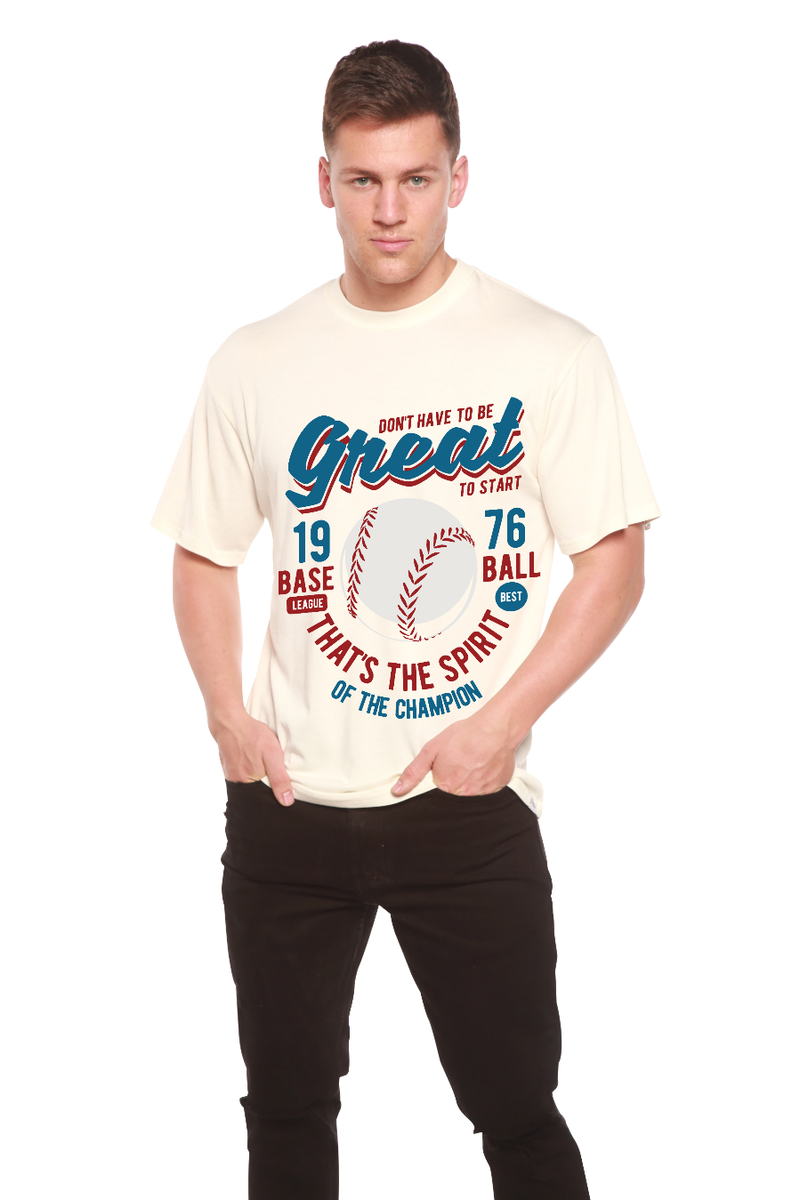 Spun Bamboo Great Baseball Men's Bamboo Viscose/Organic Cotton Short Sleeve Graphic T-Shirt — alternative angle