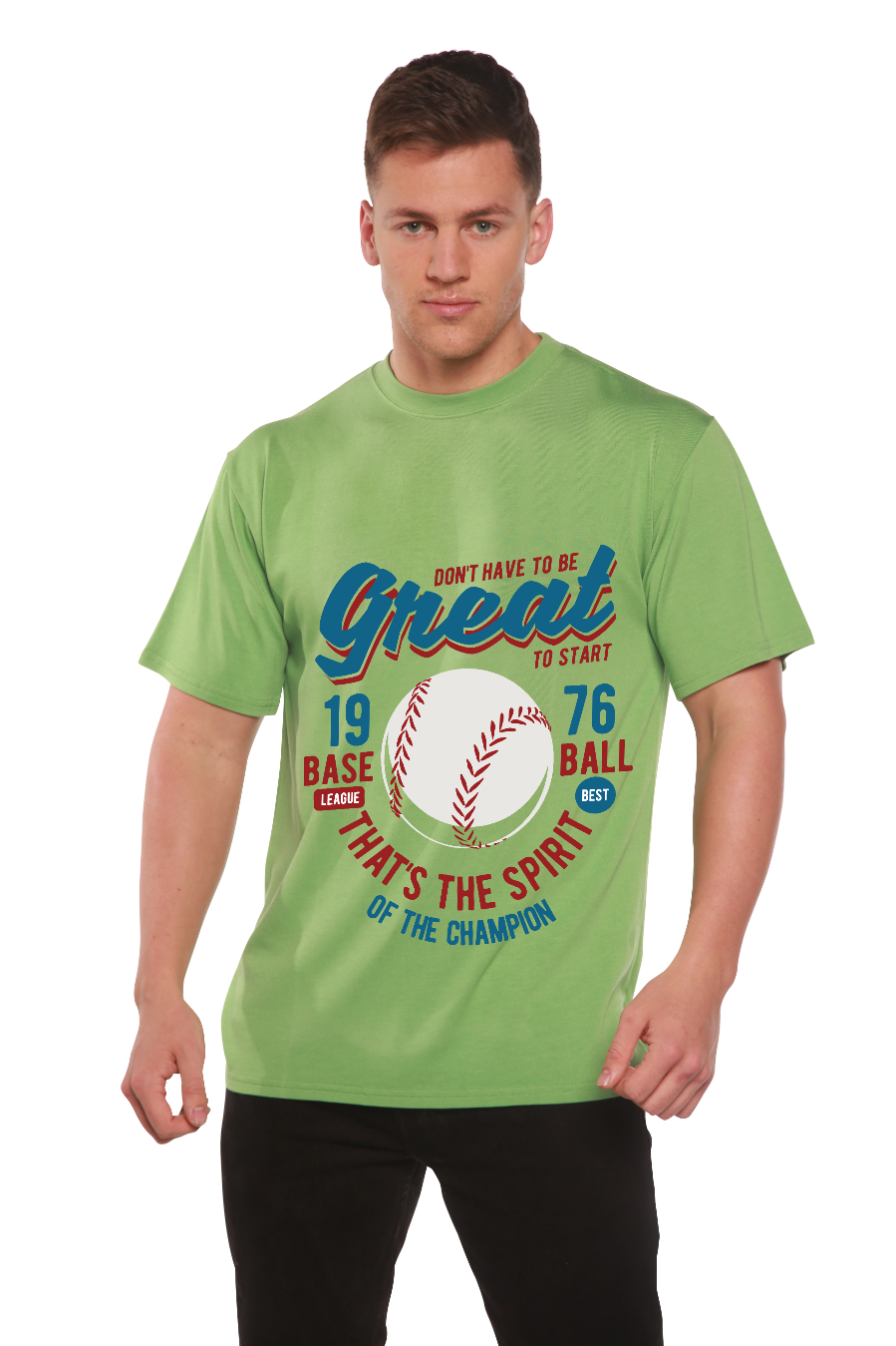 Spun Bamboo Great Baseball Men's Bamboo Viscose/Organic Cotton Short Sleeve Graphic T-Shirt — in-use photo