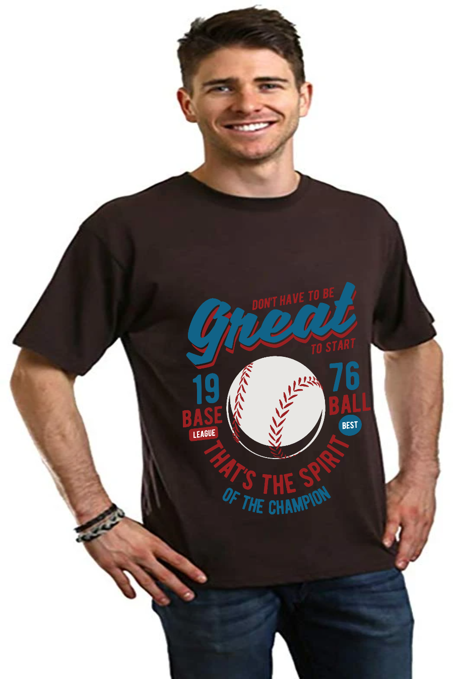 Spun Bamboo Great Baseball Men's Bamboo Viscose/Organic Cotton Short Sleeve Graphic T-Shirt — back view